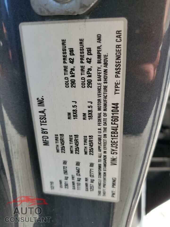 TESLA MODEL 3 2020 - 5YJ3E1EB4LF601044