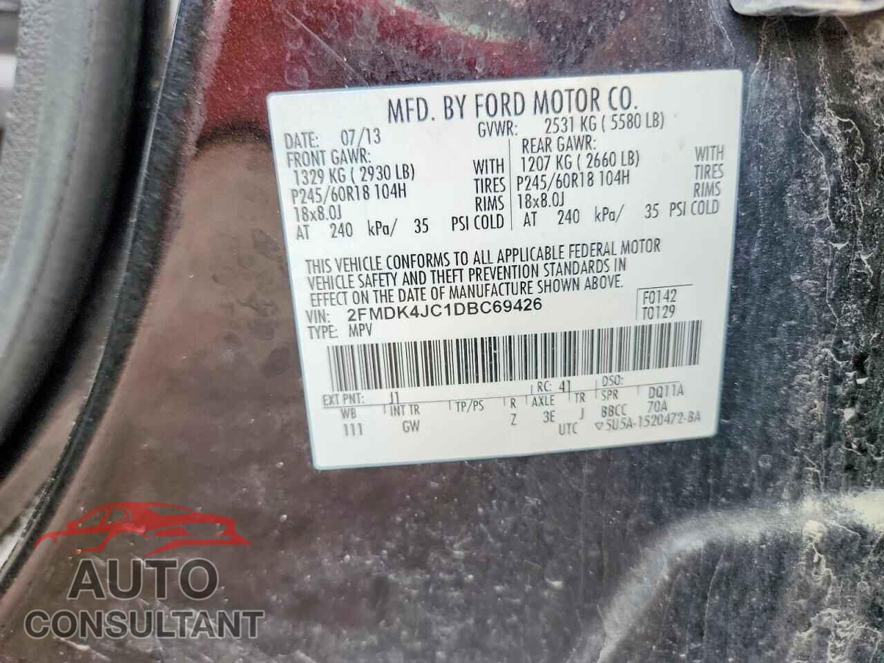 FORD EDGE 2013 - 2FMDK4JC1DBC69426