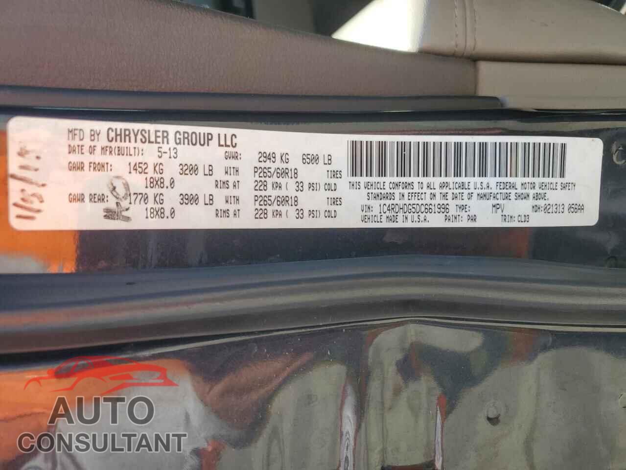 DODGE DURANGO 2013 - 1C4RDHDG5DC661996