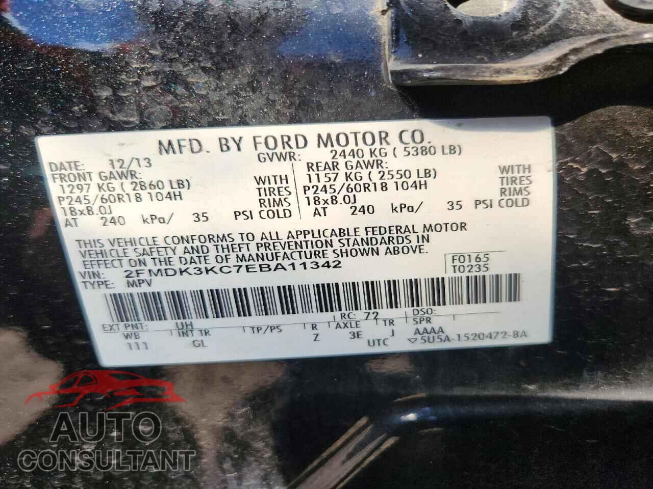 FORD EDGE 2014 - 2FMDK3KC7EBA11342