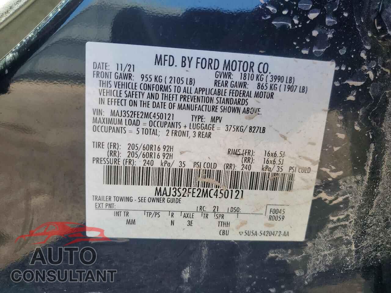FORD ECOSPORT 2021 - MAJ3S2FE2MC450121