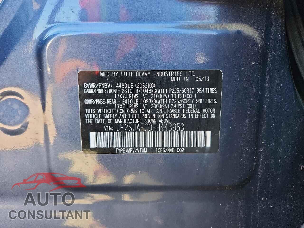 SUBARU FORESTER 2014 - JF2SJAEC0EH443953