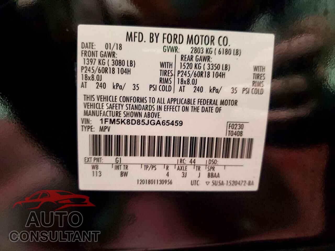 FORD EXPLORER 2018 - 1FM5K8D85JGA65459
