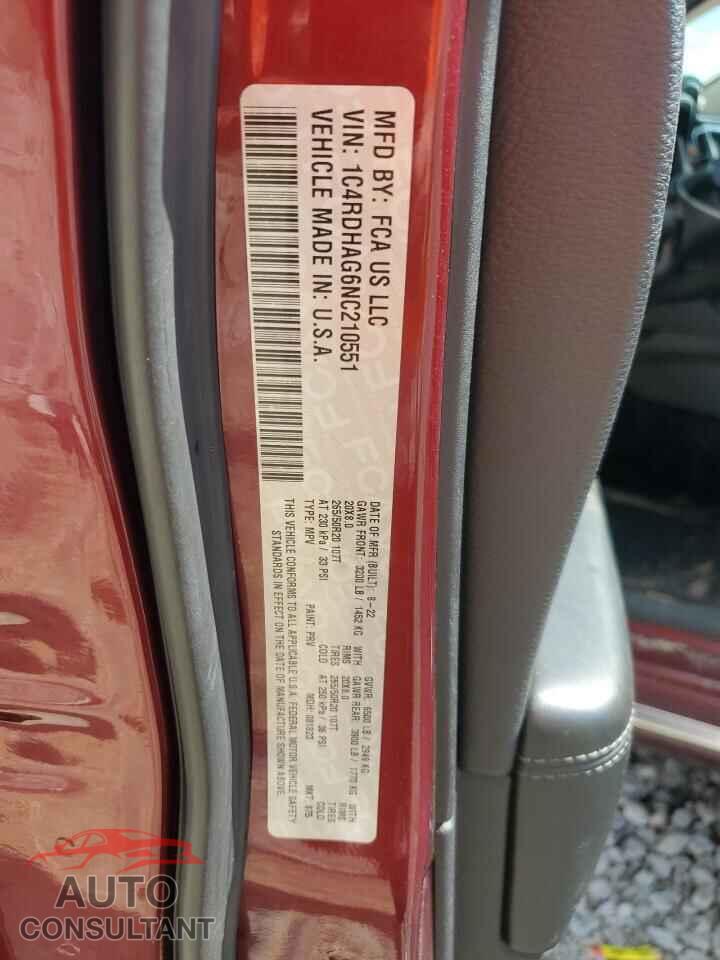 DODGE DURANGO 2022 - 1C4RDHAG6NC210551