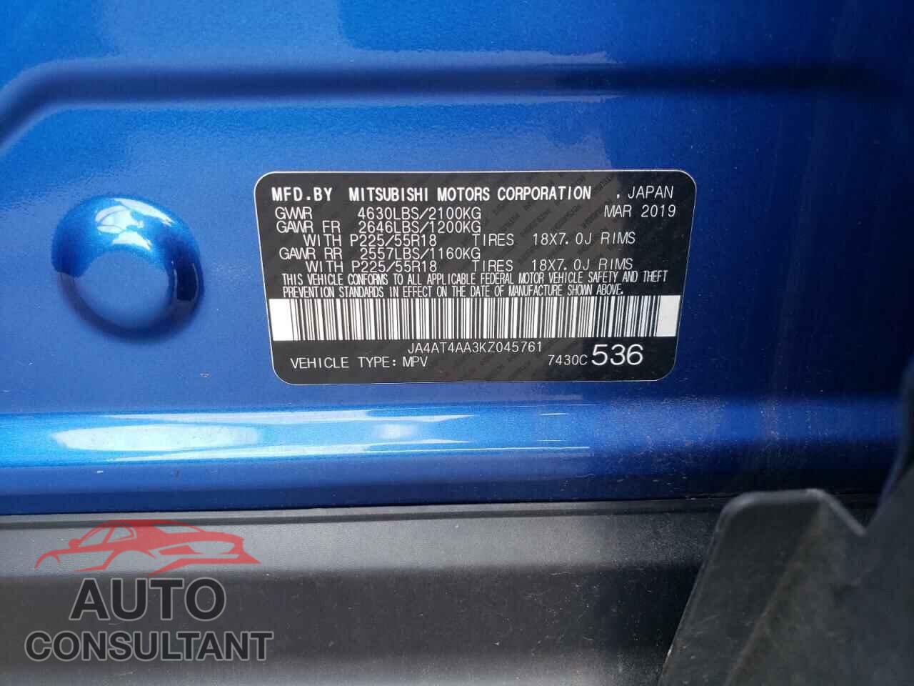 MITSUBISHI ECLIPSE 2019 - JA4AT4AA3KZ045761