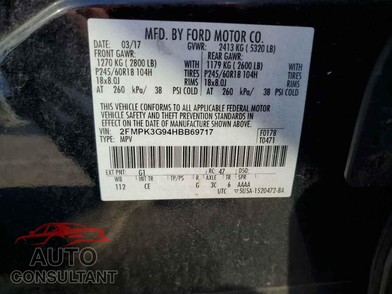 FORD EDGE 2017 - 2FMPK3G94HBB69717