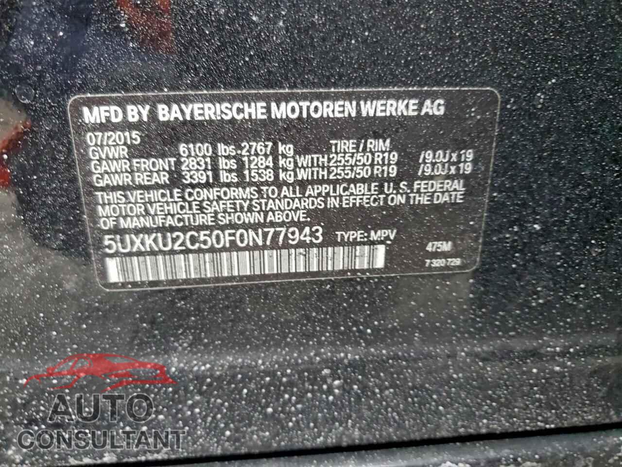 BMW X6 2015 - 5UXKU2C50F0N77943