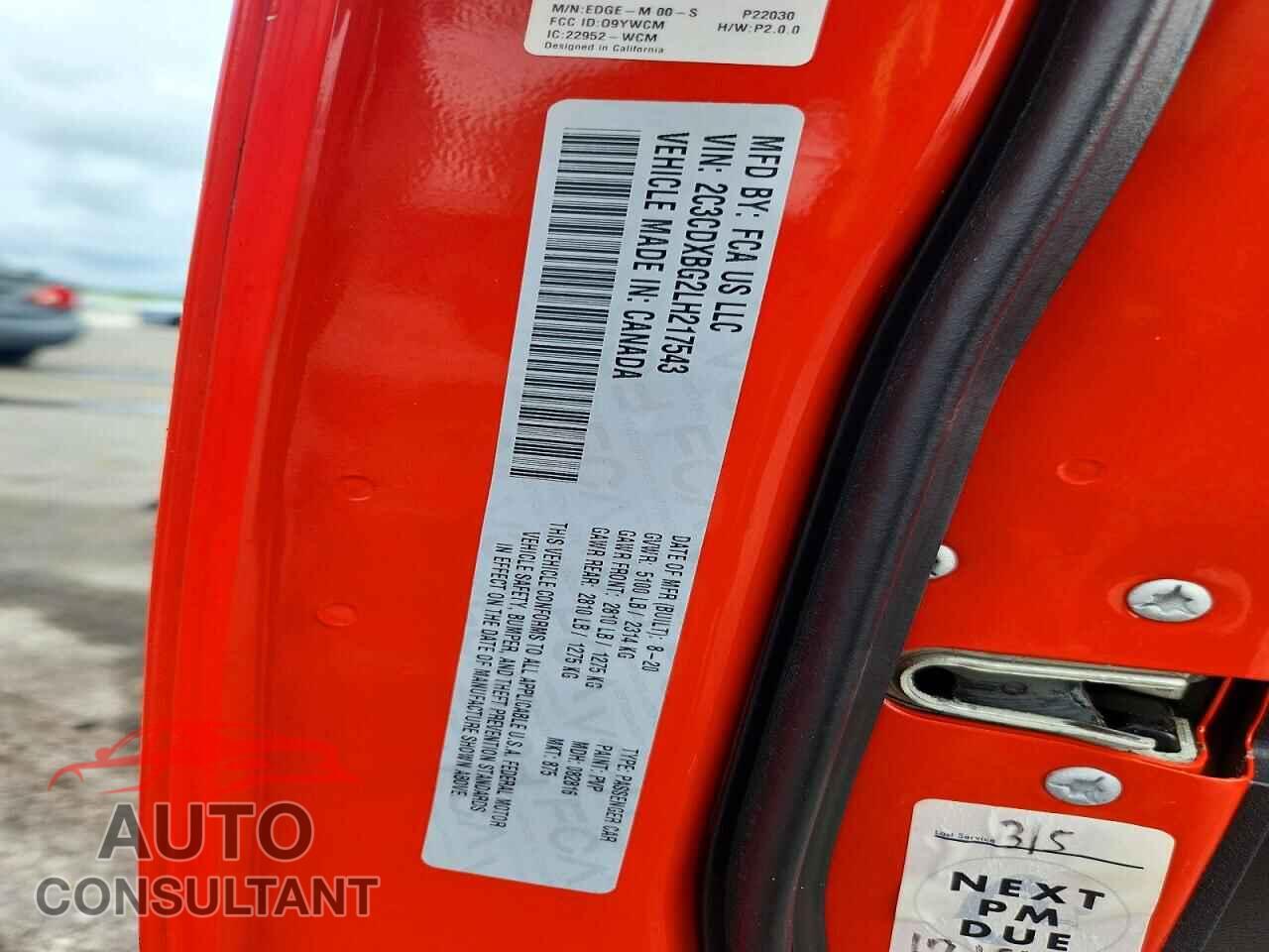 DODGE CHARGER 2020 - 2C3CDXBG2LH217543