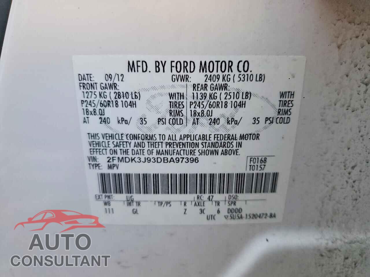 FORD EDGE 2013 - 2FMDK3J93DBA97396