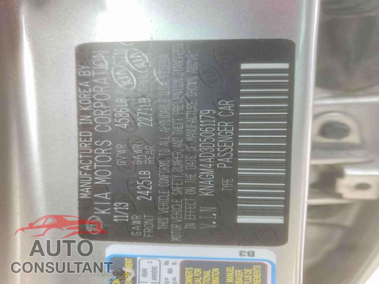 KIA OPTIMA 2013 - KNAGM4AD3D5061179