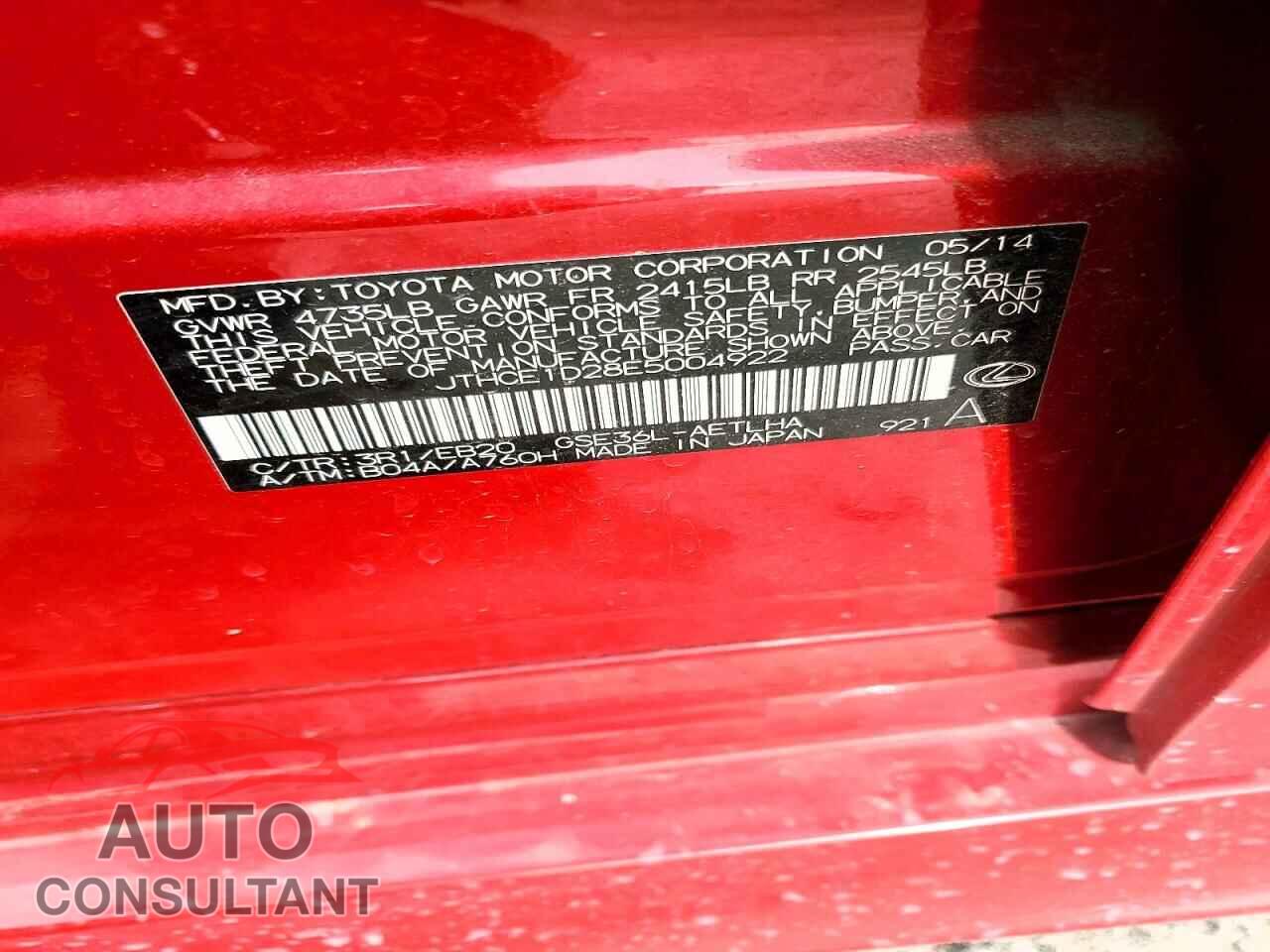 LEXUS IS 2014 - JTHCE1D28E5004922
