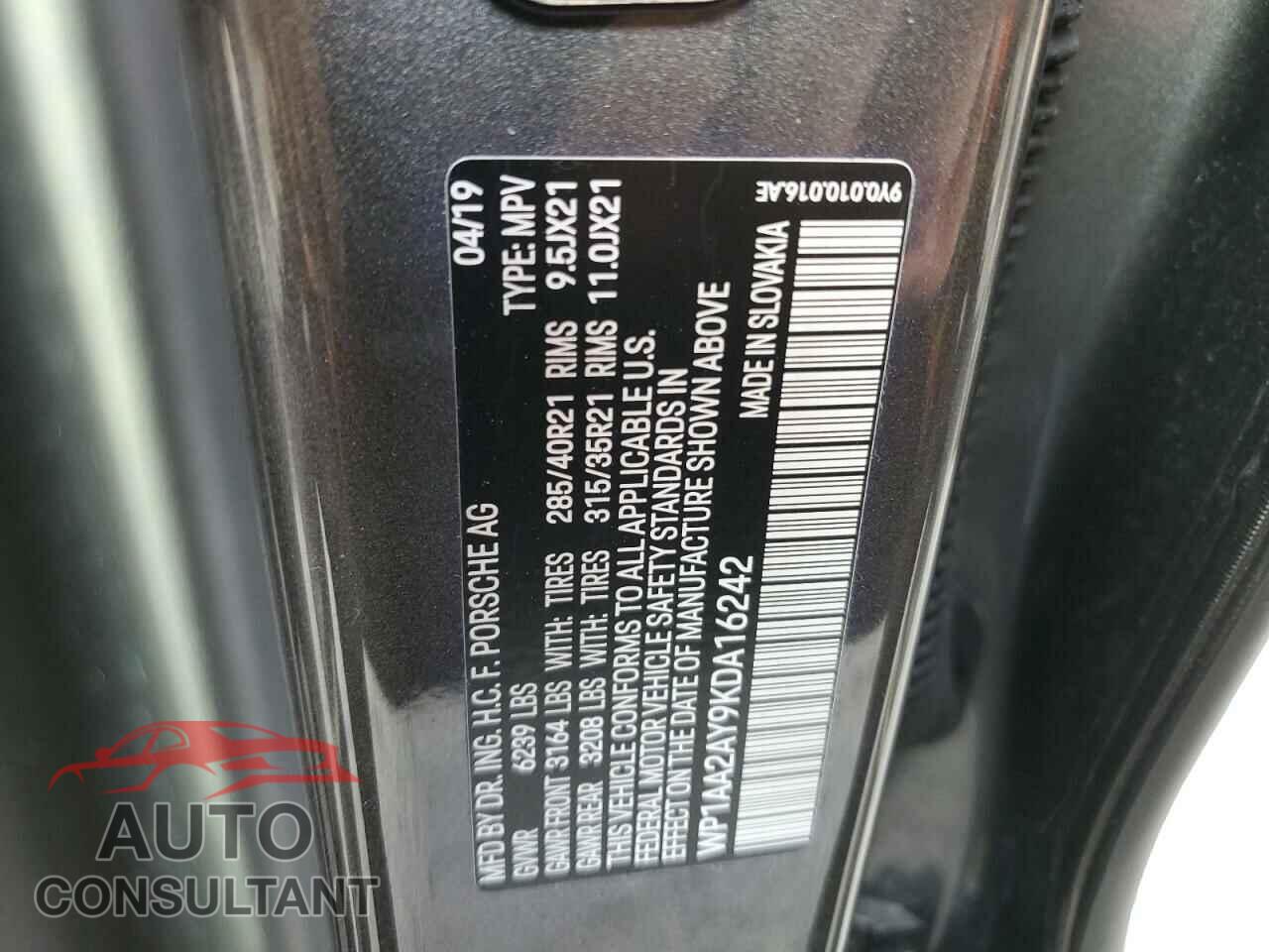 PORSCHE CAYENNE 2019 - WP1AA2AY9KDA16242