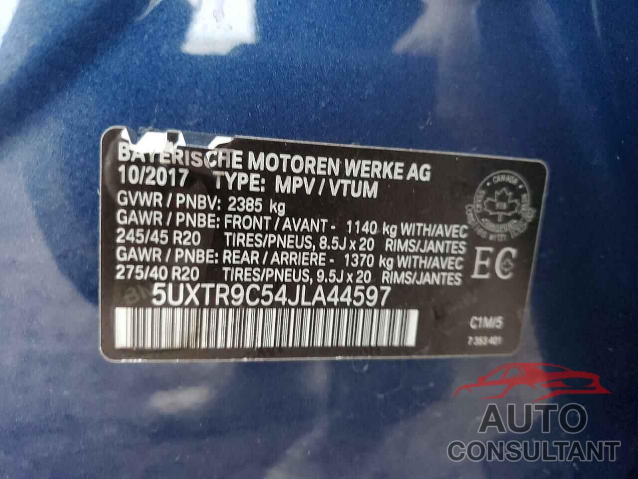 BMW X3 2018 - 5UXTR9C54JLA44597