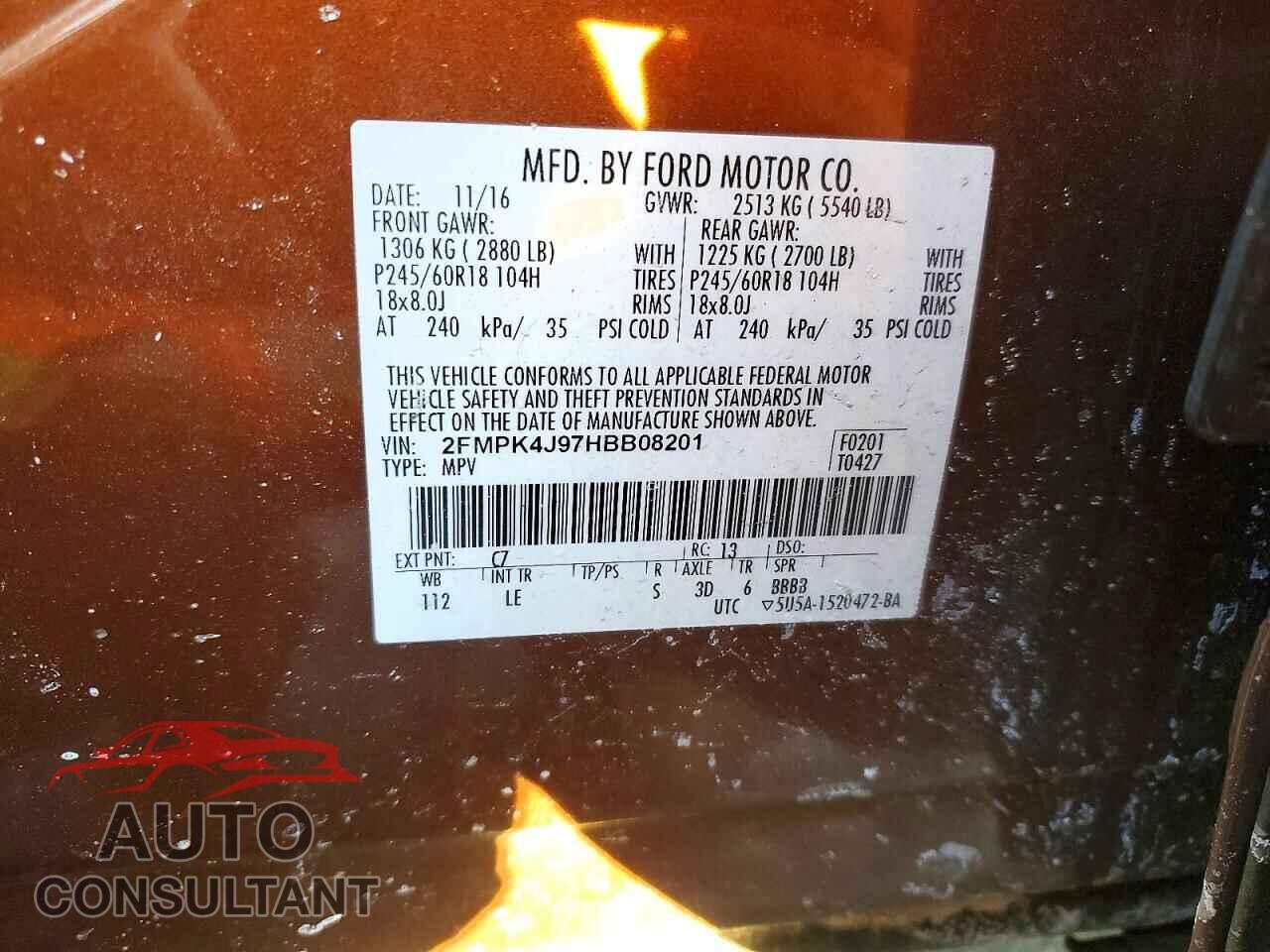 FORD EDGE 2017 - 2FMPK4J97HBB08201