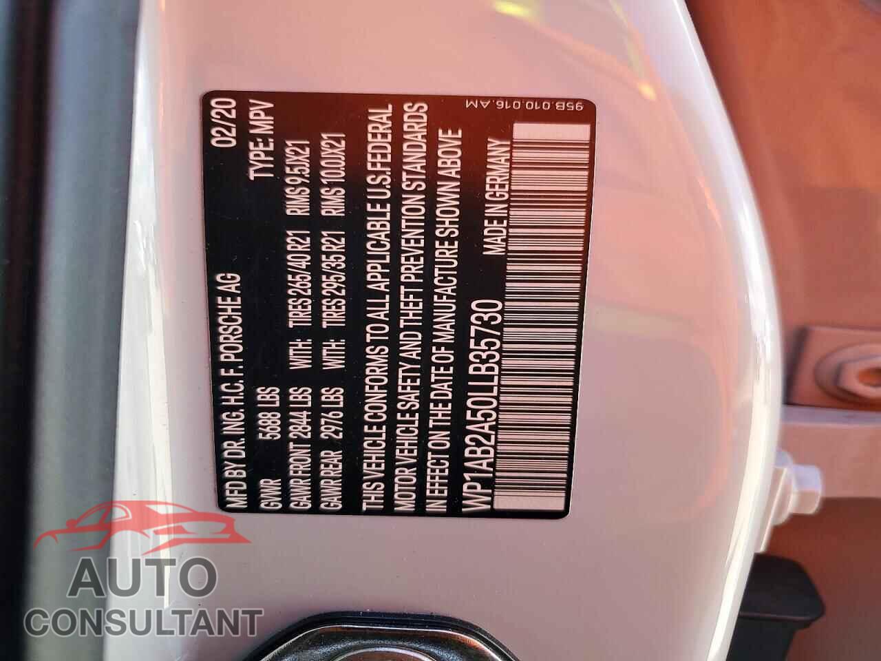 PORSCHE MACAN 2020 - WP1AB2A50LLB35730