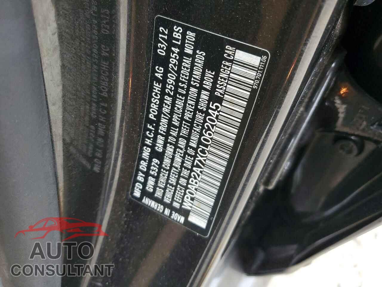 PORSCHE PANAMERA 2012 - WP0AB2A7XCL062045