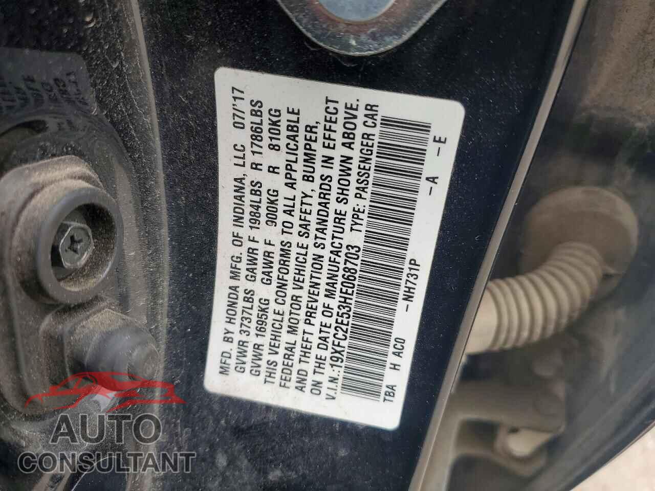 HONDA CIVIC 2017 - 19XFC2E53HE068703