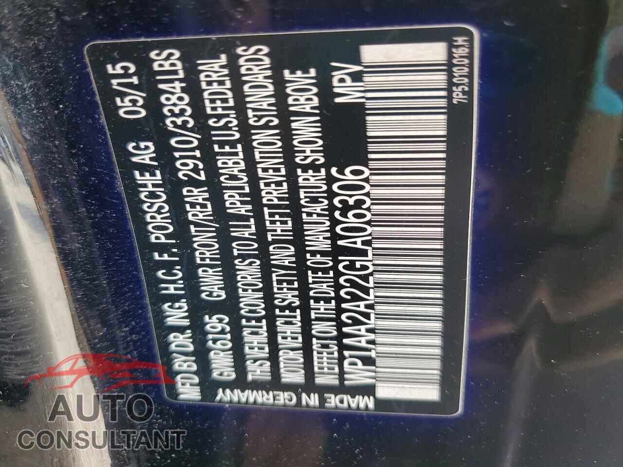 PORSCHE CAYENNE 2016 - WP1AA2A22GLA06306
