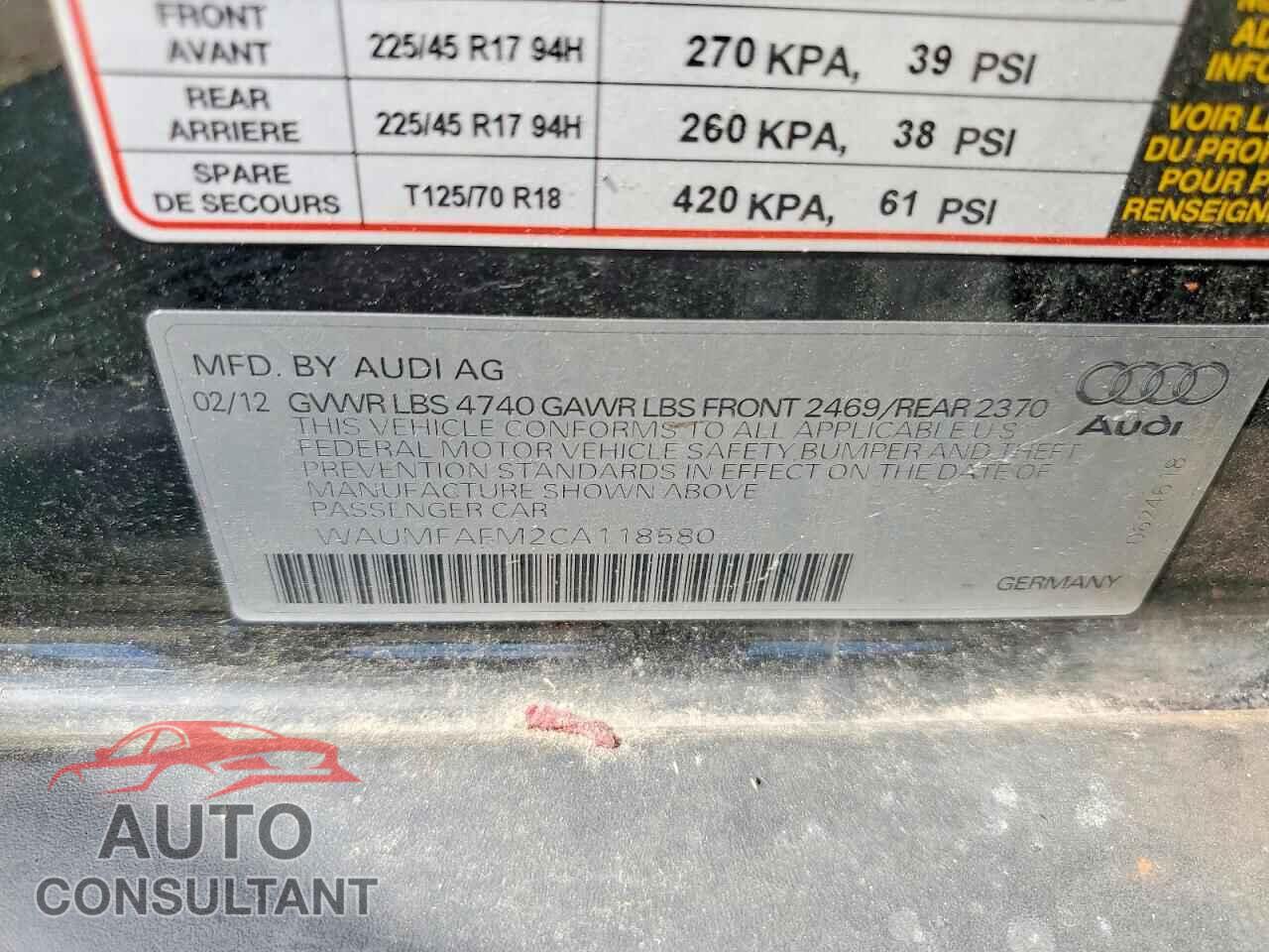 AUDI A3 2012 - WAUMFAFM2CA118580
