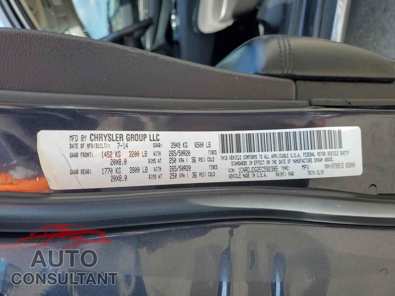 DODGE DURANGO 2014 - 1C4RDJAG9EC514609