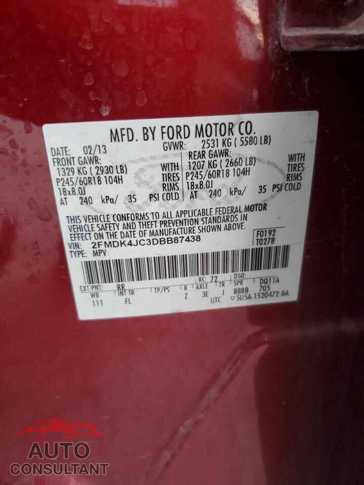 FORD EDGE 2013 - 2FMDK4JC3DBB87438