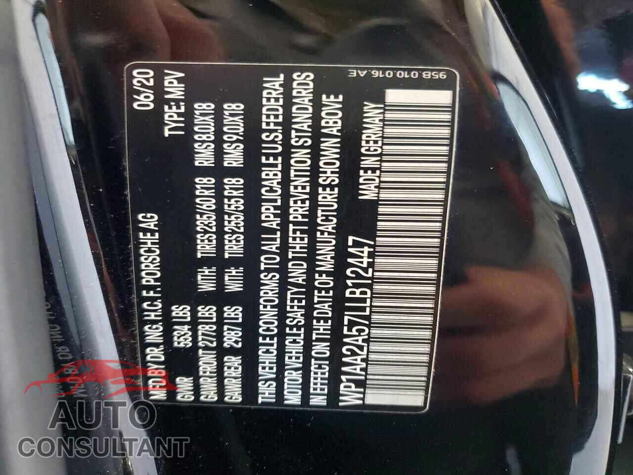 PORSCHE MACAN 2020 - WP1AA2A57LLB12447