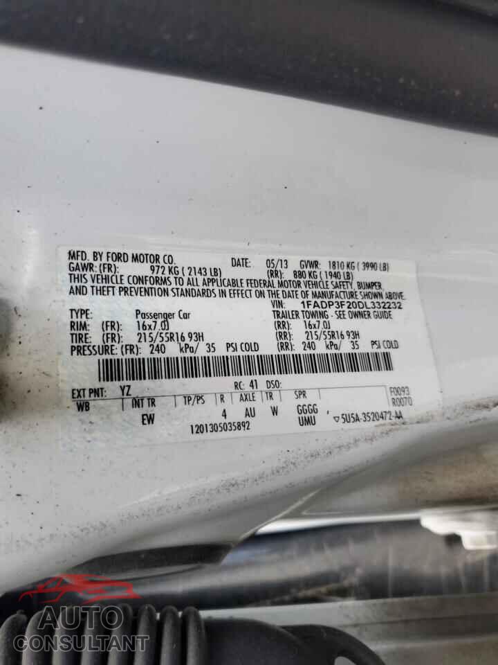 FORD FOCUS 2013 - 1FADP3F20DL332232
