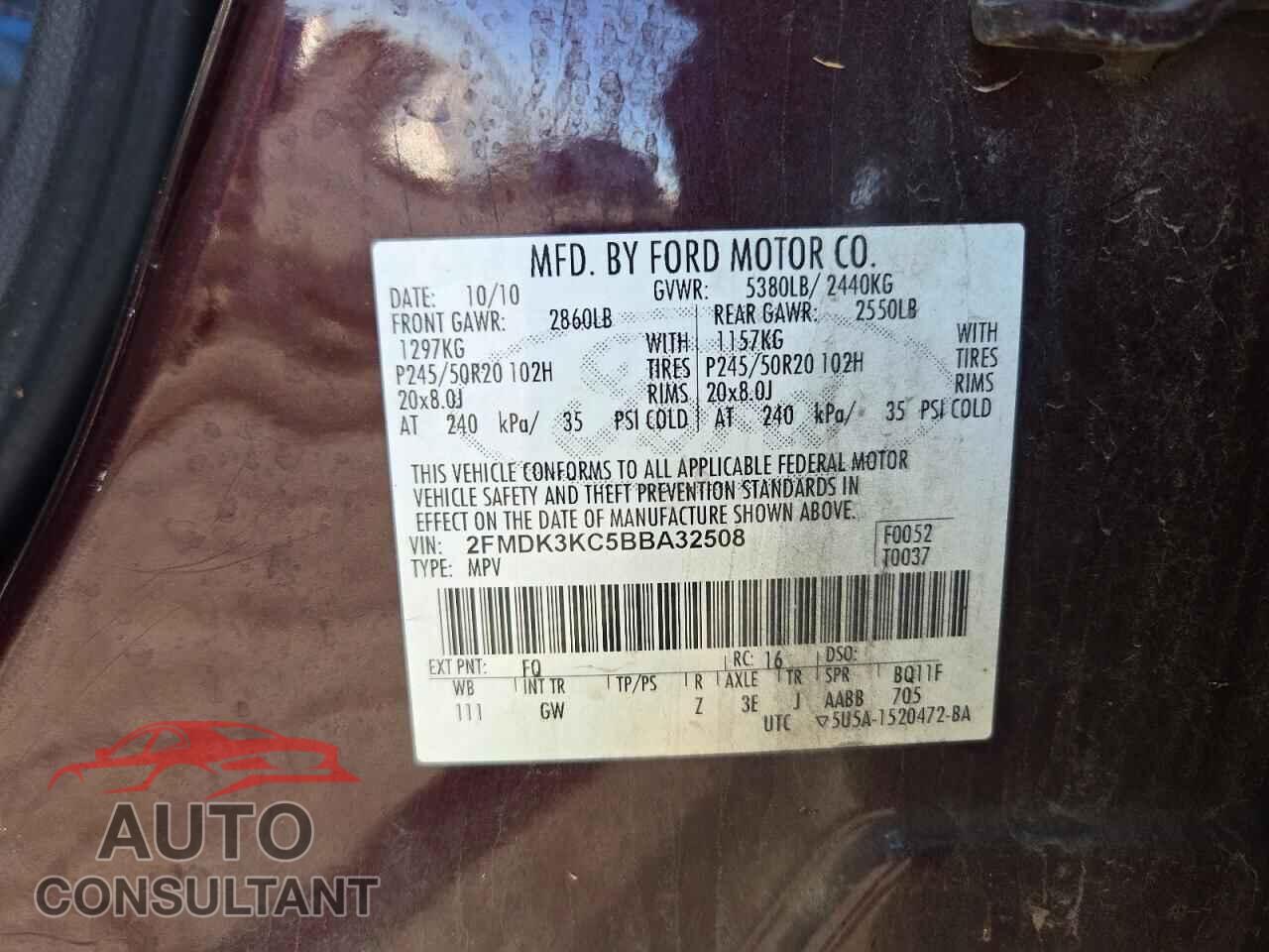FORD EDGE 2011 - 2FMDK3KC5BBA32508