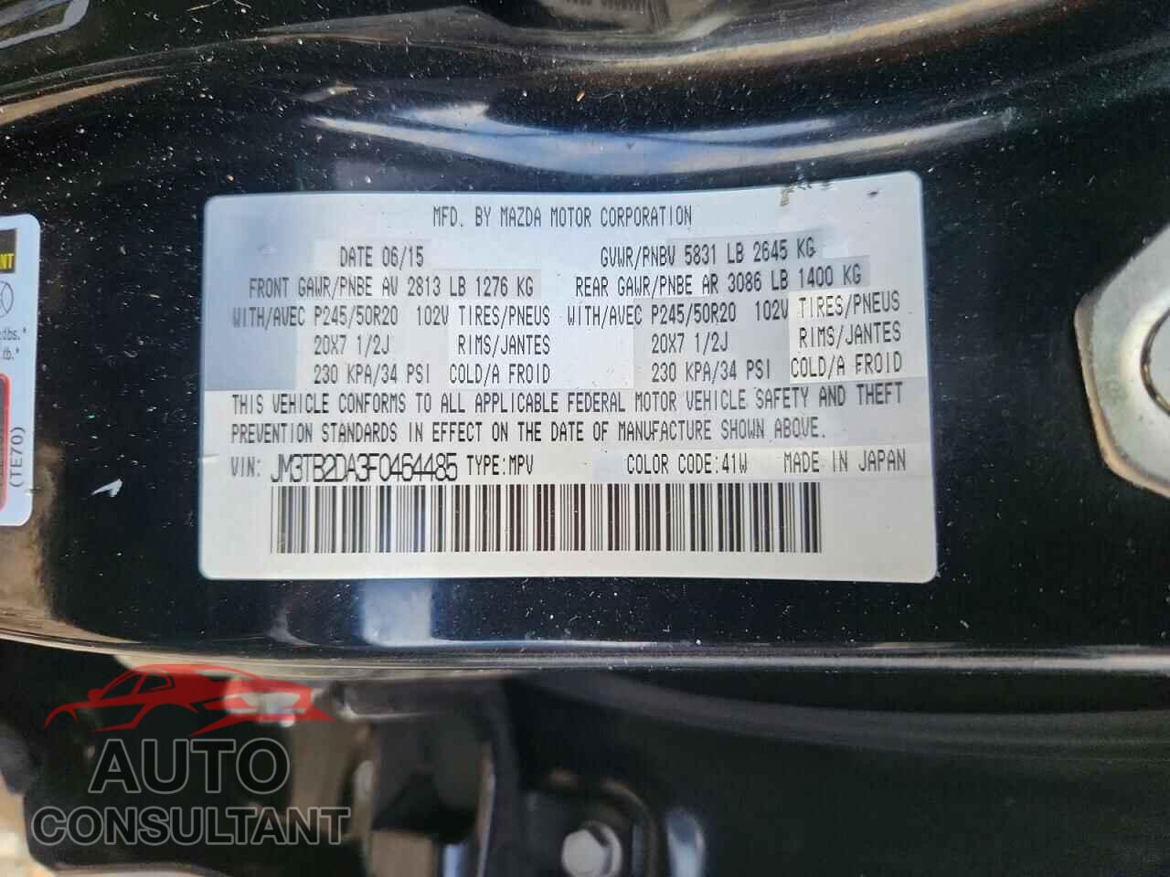 MAZDA CX-9 2015 - JM3TB2DA3F0464485