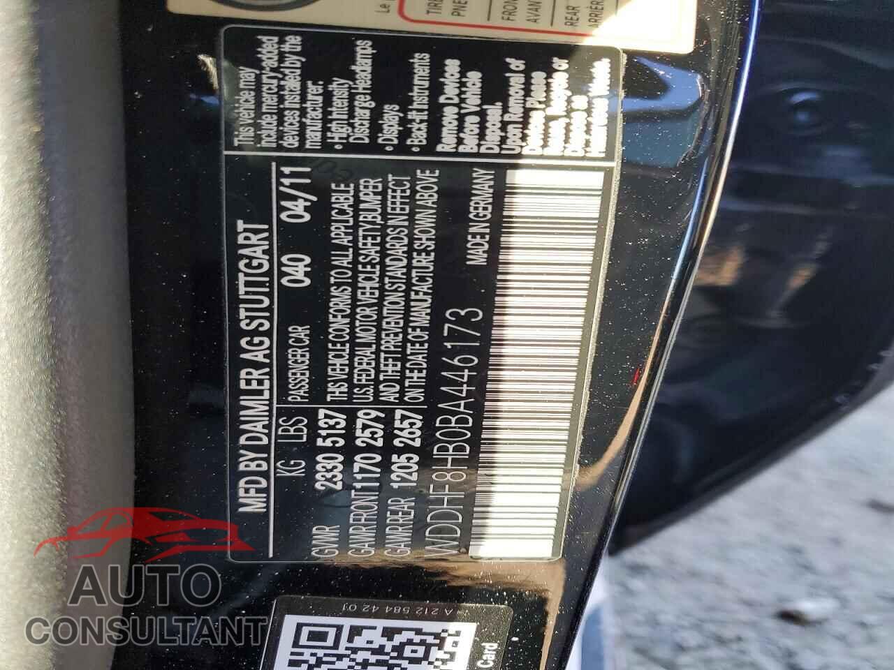 MERCEDES-BENZ E-CLASS 2011 - WDDHF8HB0BA446173