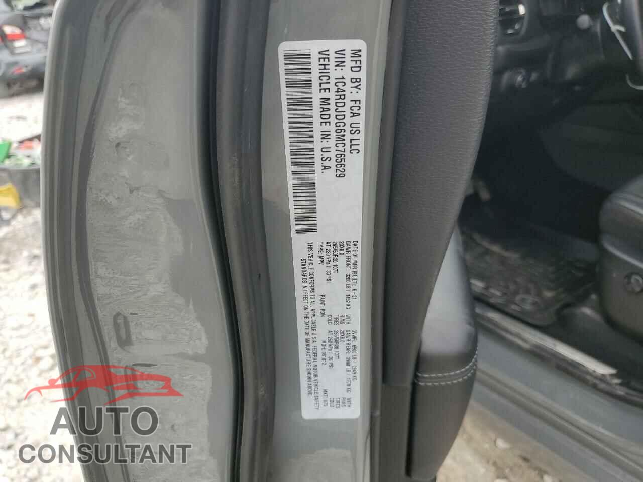 DODGE DURANGO 2021 - 1C4RDJDG6MC765629