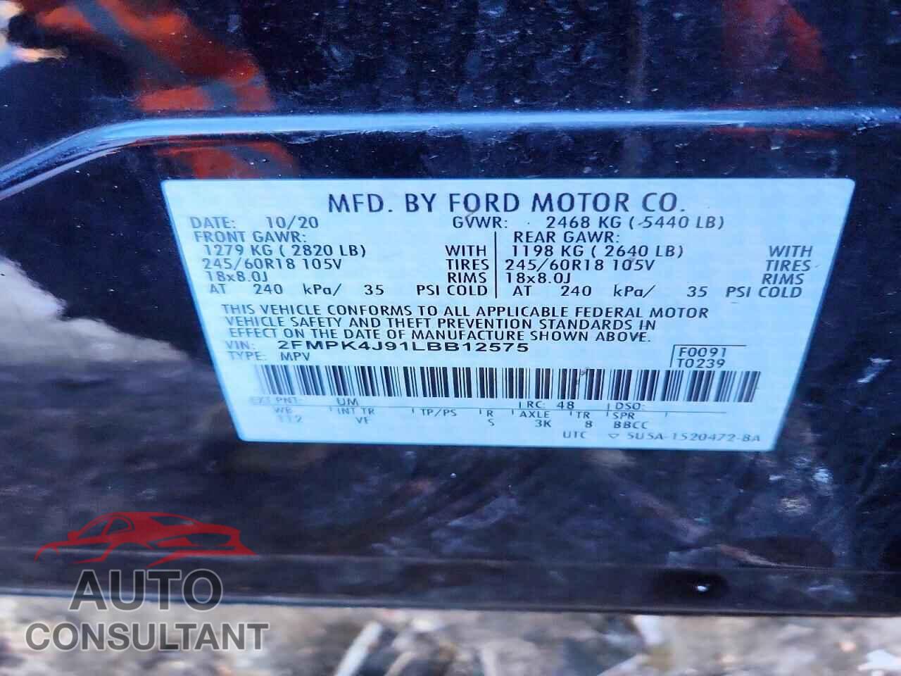FORD EDGE 2020 - 2FMPK4J91LBB12575