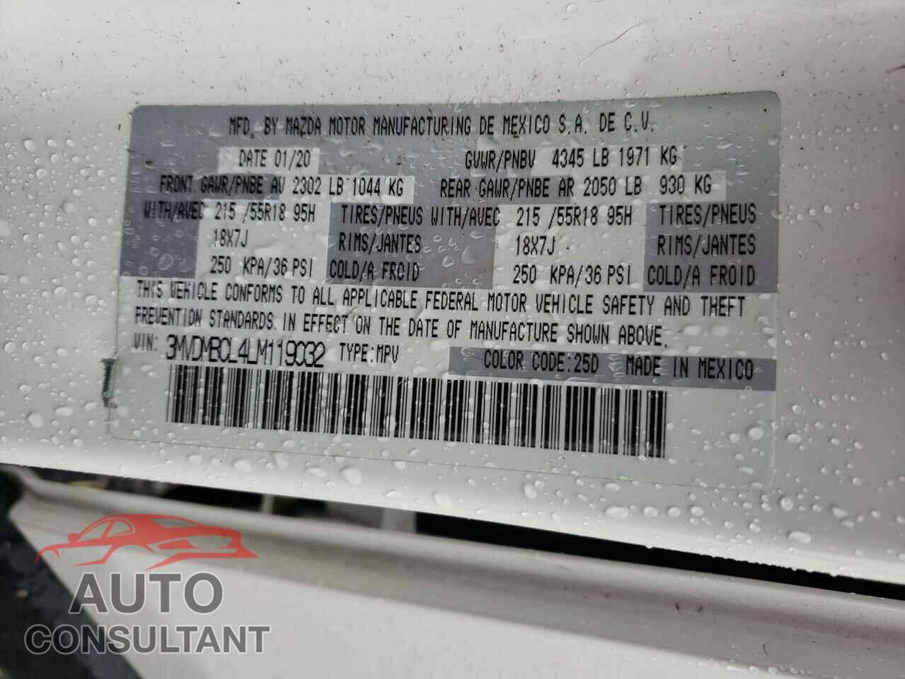 MAZDA CX30 2020 - 3MVDMBCL4LM119032