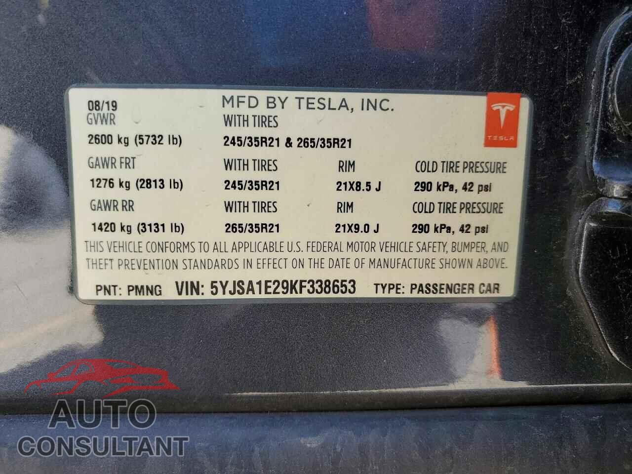 TESLA MODEL S 2019 - 5YJSA1E29KF338653