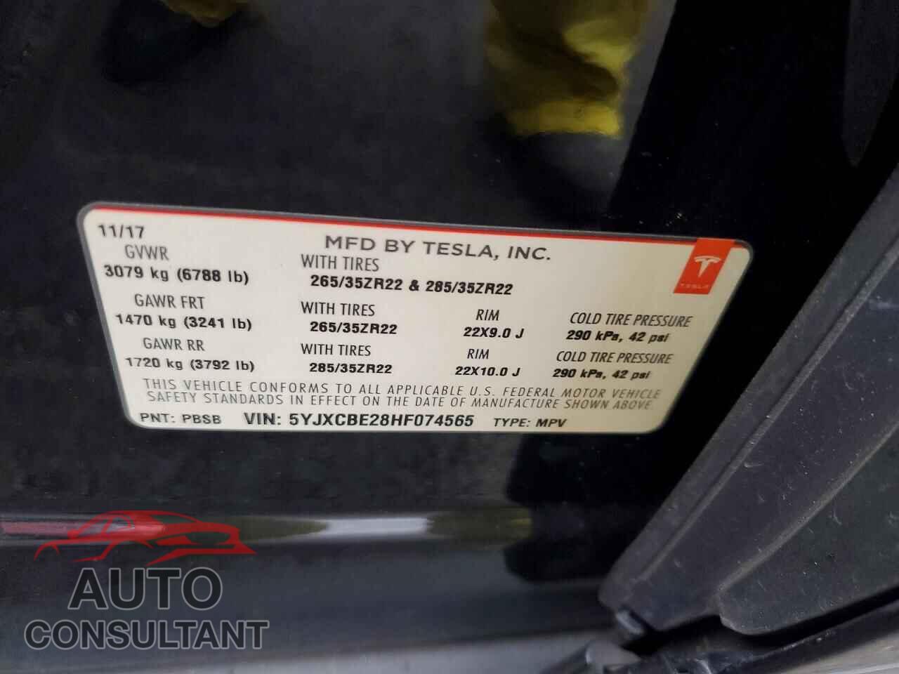 TESLA MODEL X 2017 - 5YJXCBE28HF074565