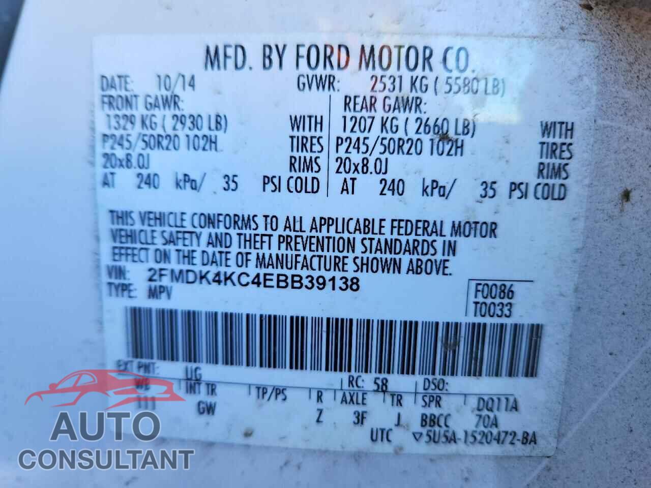 FORD EDGE 2014 - 2FMDK4KC4EBB39138