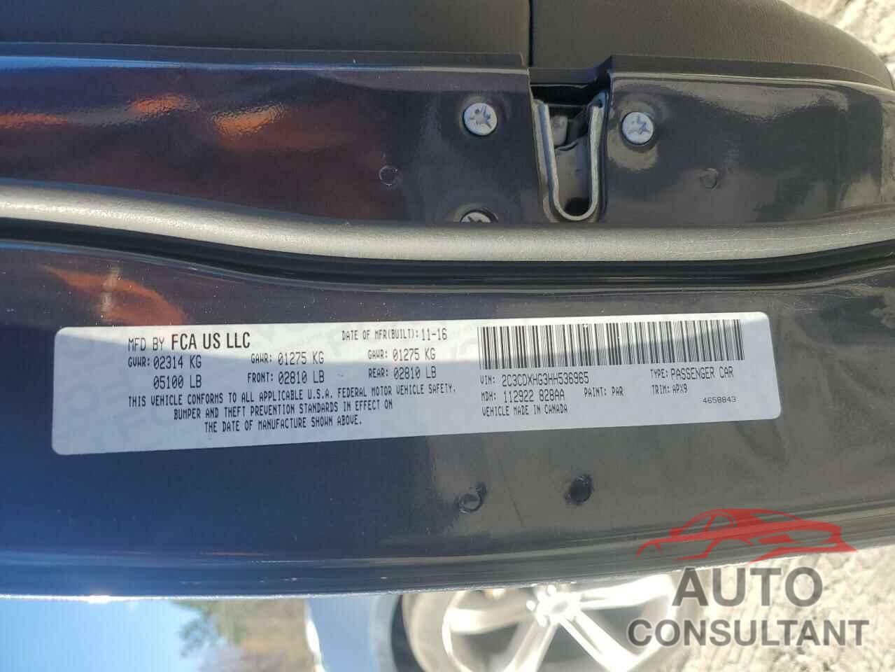 DODGE CHARGER 2017 - 2C3CDXHG3HH536965