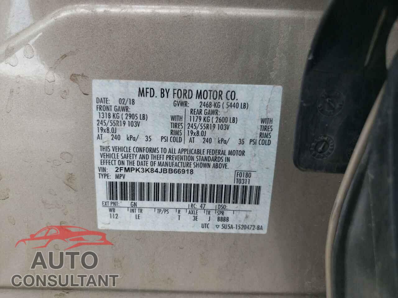 FORD EDGE 2018 - 2FMPK3K84JBB66918