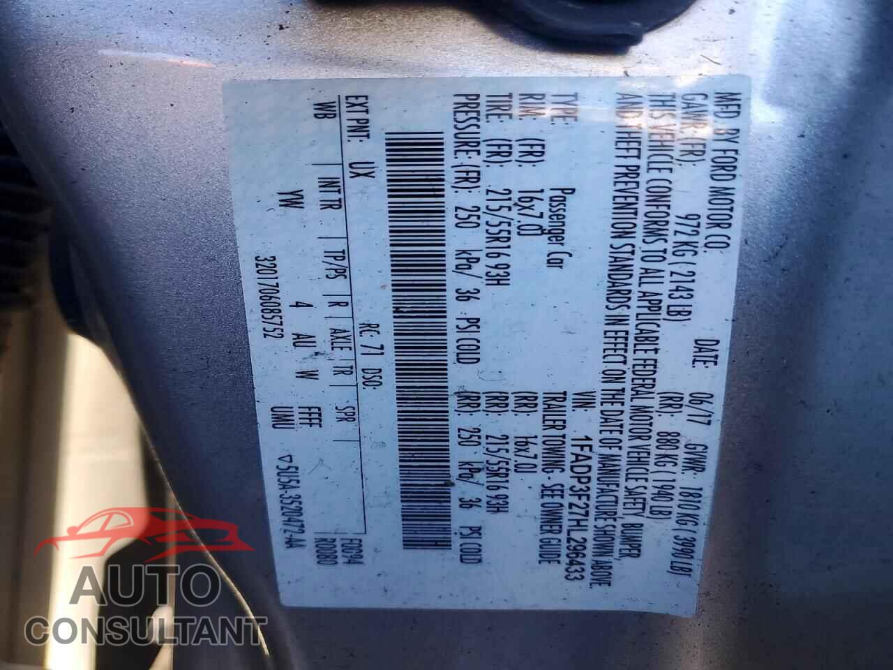 FORD FOCUS 2017 - 1FADP3F27HL296433