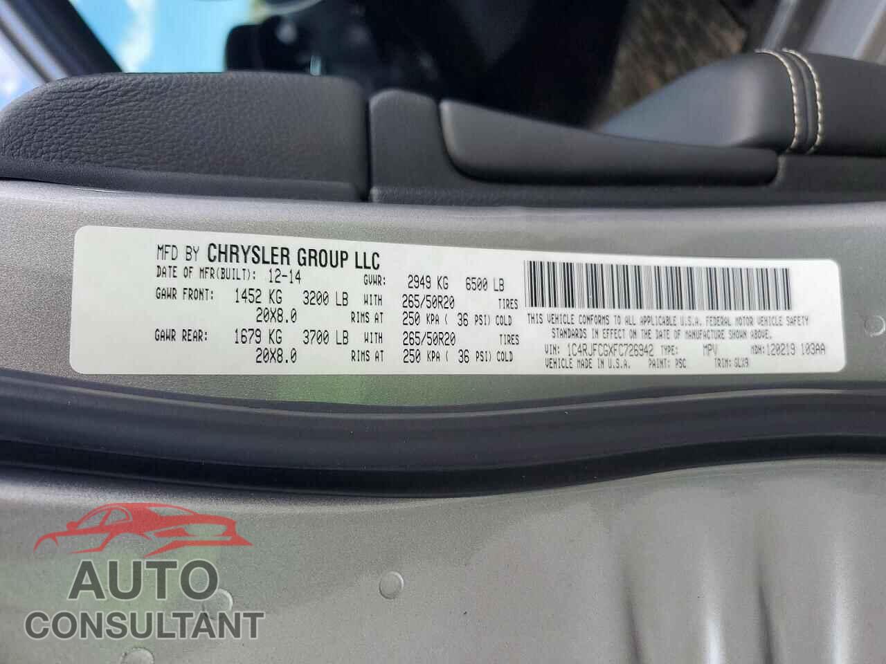 JEEP CHEROKEE 2015 - 1C4RJFCGXFC726942