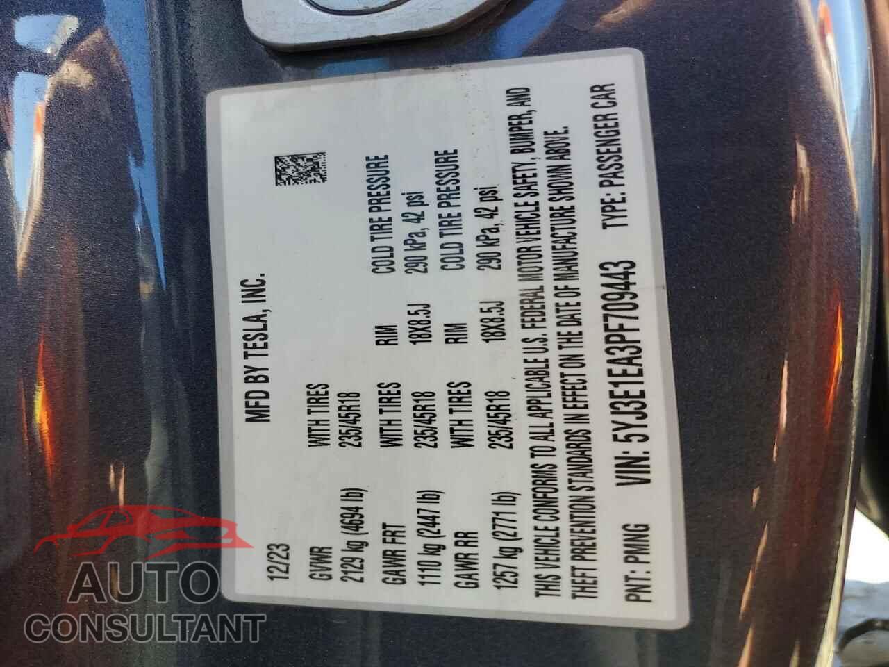 TESLA MODEL 3 2023 - 5YJ3E1EA3PF709443