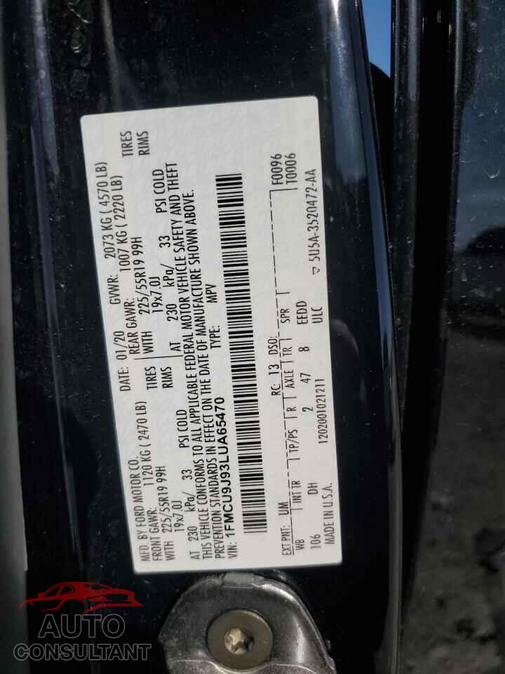 FORD ESCAPE 2020 - 1FMCU9J93LUA65470
