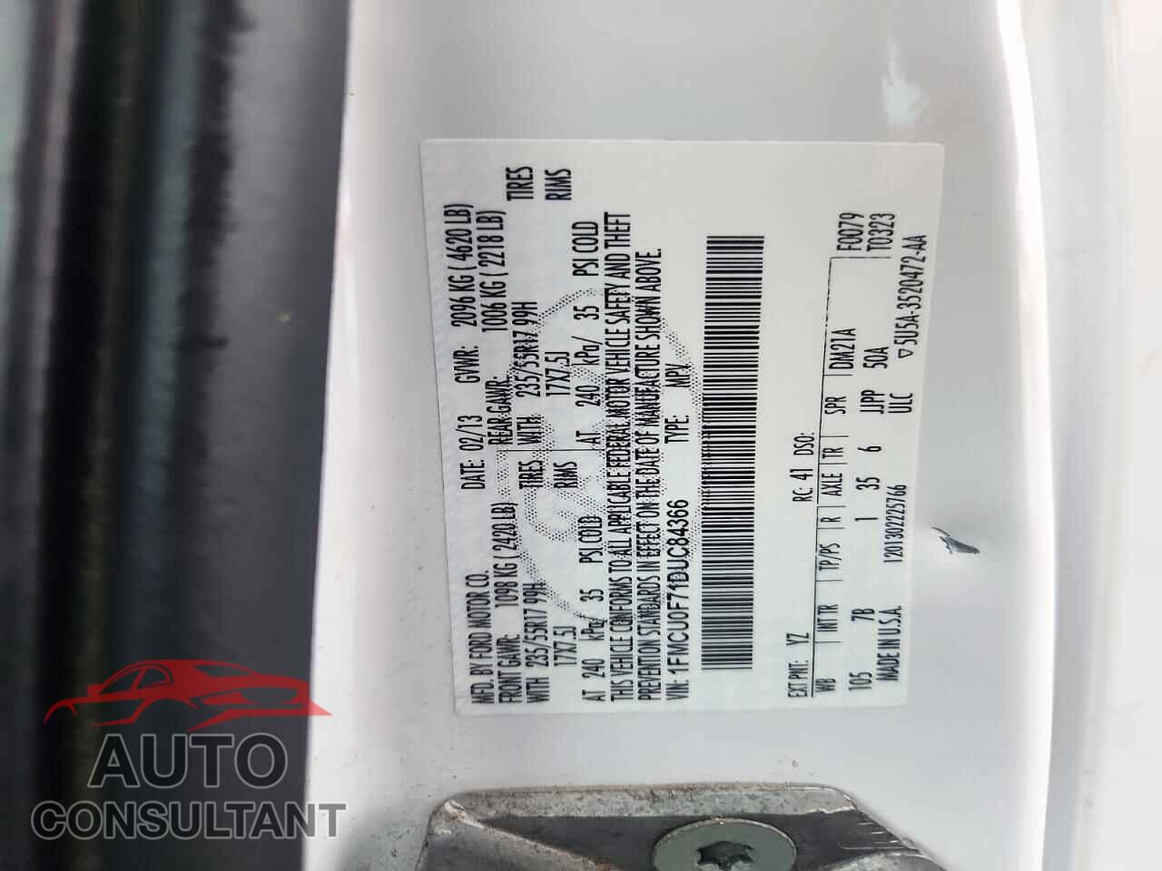 FORD ESCAPE 2013 - 1FMCU0F71DUC84366