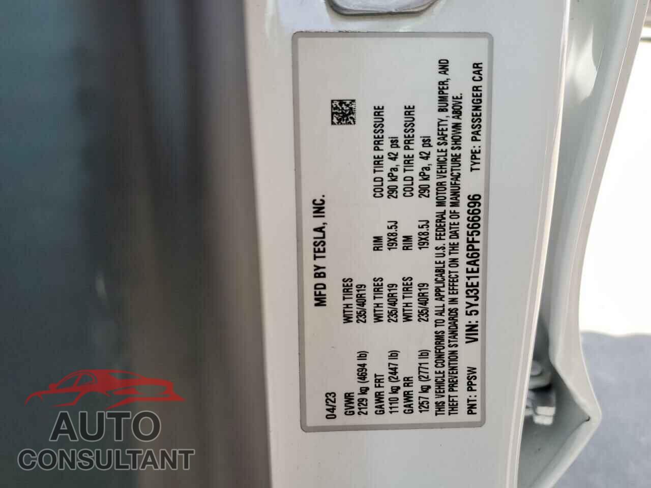 TESLA MODEL 3 2023 - 5YJ3E1EA6PF566696