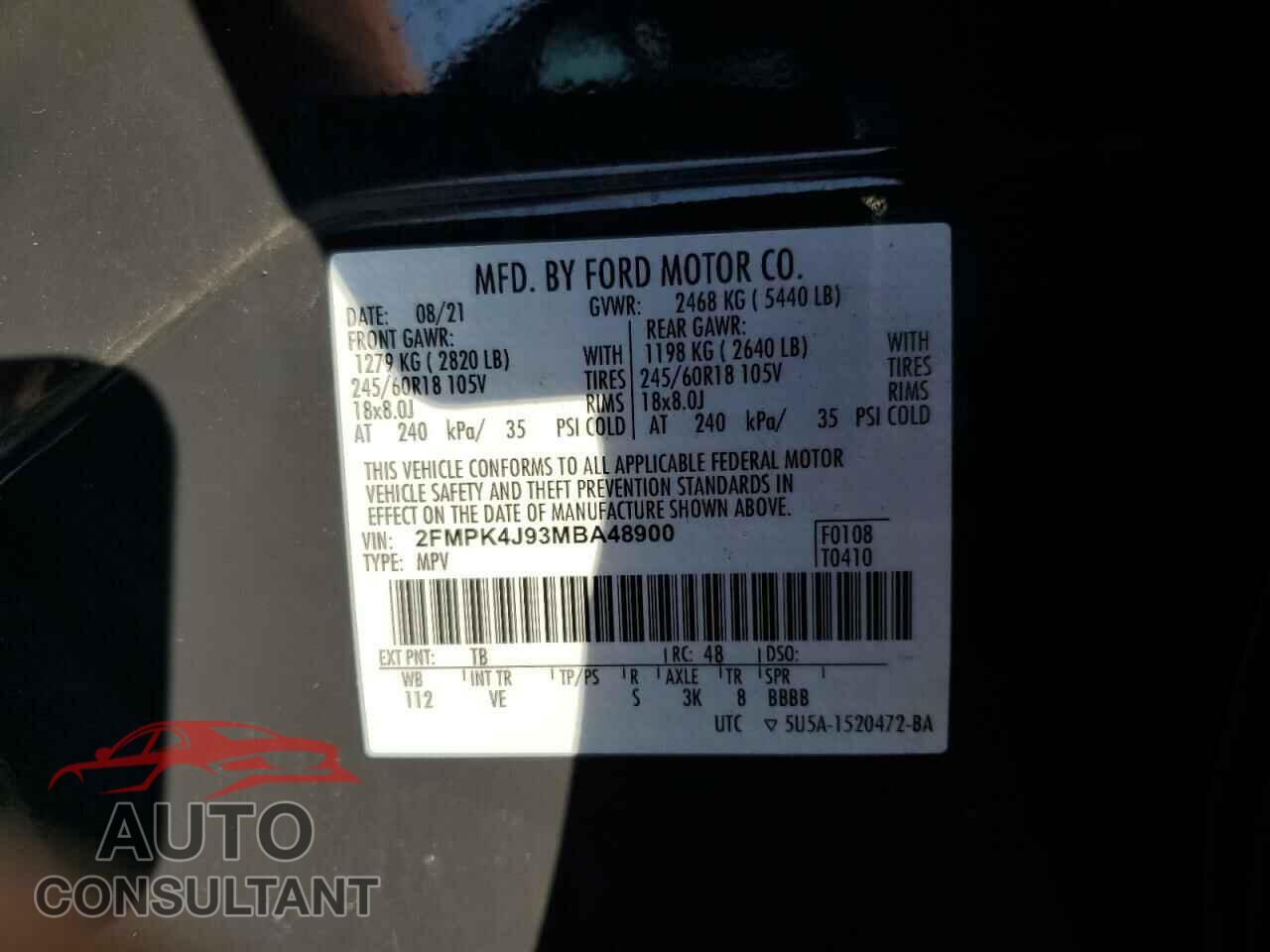 FORD EDGE 2021 - 2FMPK4J93MBA48900