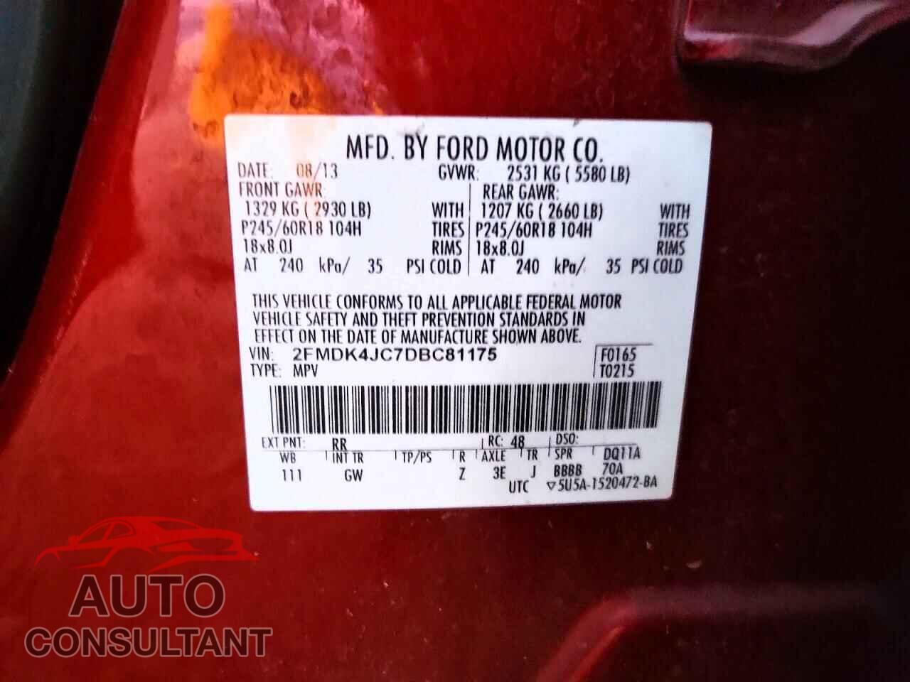 FORD EDGE 2013 - 2FMDK4JC7DBC81175
