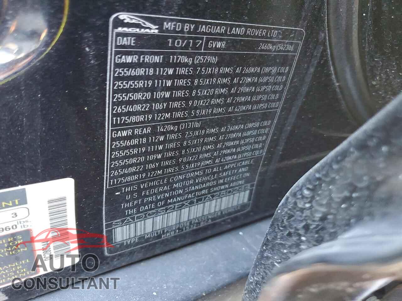 JAGUAR F-PACE 2018 - SADCS2FX1JA280244
