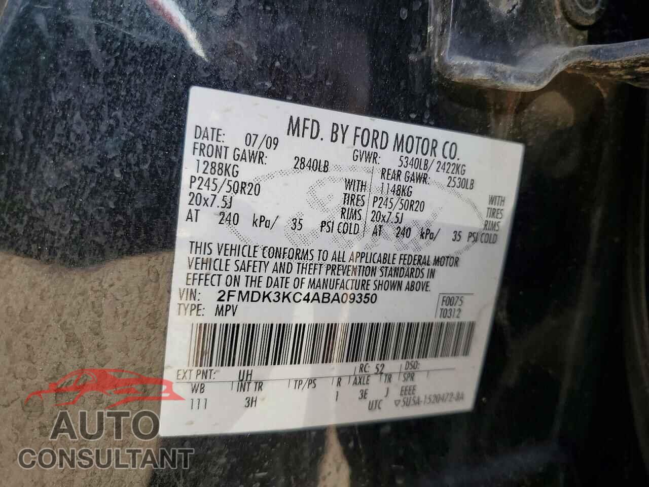 FORD EDGE 2010 - 2FMDK3KC4ABA09350