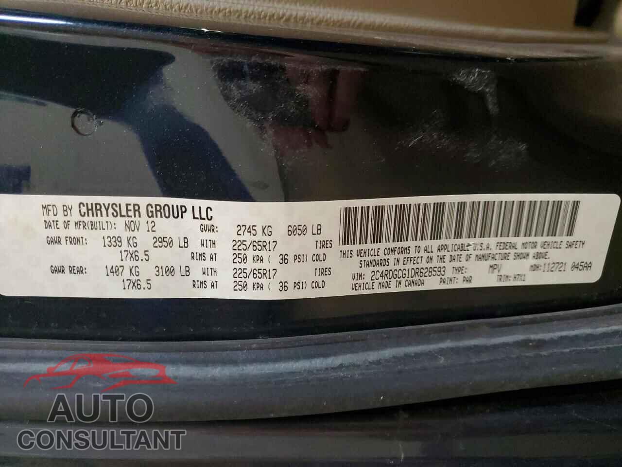 DODGE CARAVAN 2013 - 2C4RDGCG1DR628593