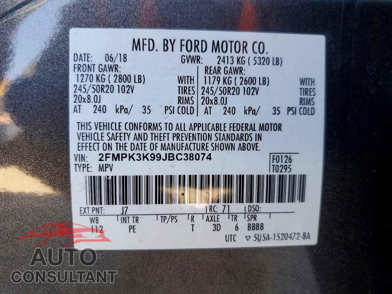 FORD EDGE 2018 - 2FMPK3K99JBC38074